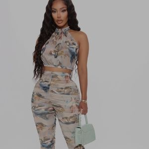 Fashion Nova Medieval Babe Ruched Pant Set. Taupe/Combo